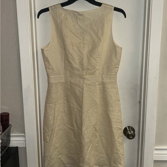 J.Crew Cream Color V-Neck Sleeveless Button Down Linen Blend A-Line Dress Size 8 - Picture 5 of 10